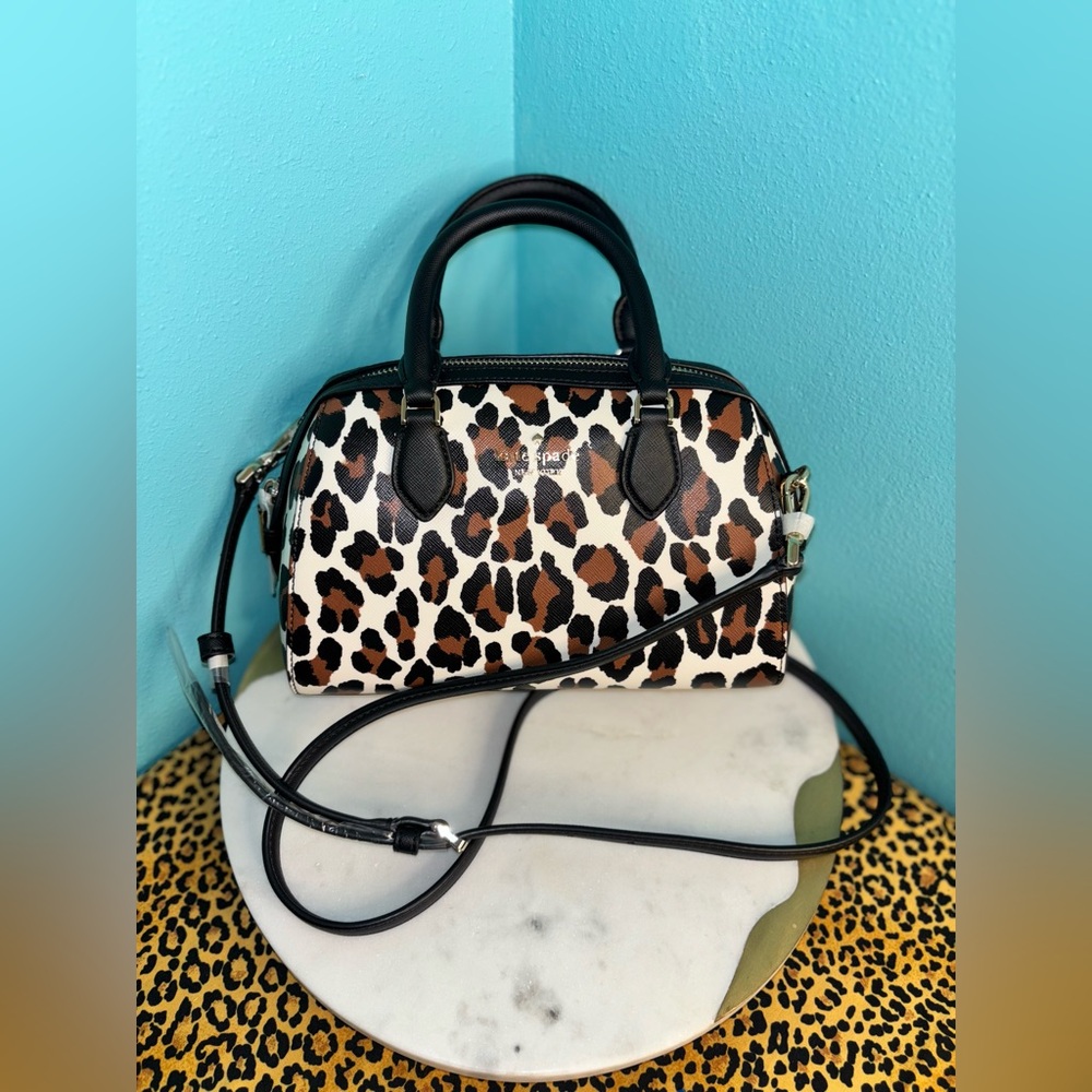 KATE SPADE Animal Print Satchel - Black and Brown - Picture 2 of 8